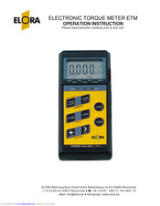 ELORA 2440-ETM Operation Instruction Manual