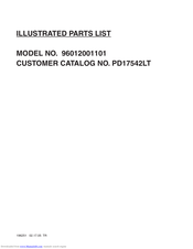 Electrolux 96012001101 Parts List