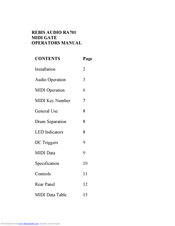 REBIS RA701 Operator's Manual