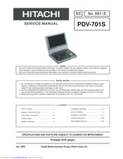 Hitachi PDV-701S Service Manual
