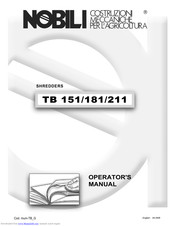 Nobili TB 211 Operator's Manual