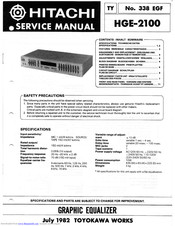 Hitachi HGE 2100 Service Manual