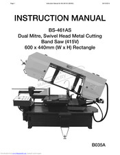 MachineryHouse BS-461AS Instruction Manual