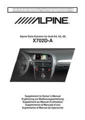 Alpine X702D-A Owner's Manual Supplement
