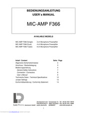Lake People MIC-AMP F366-T User Manual