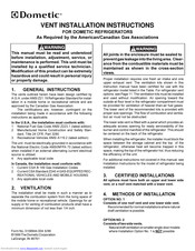 Dometic RM1282 Installation Instructions Manual