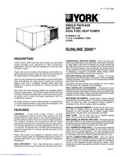 York SUNLINE 2000 B1HN090 Manual