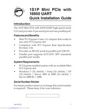 SIIG 1S1P Mini PCIe Quick Installation Manual