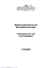 Solido EB-00189 Instructions For Use And Installation