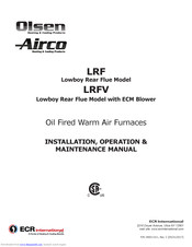 Olsen LRF80NXU Installation, Operation & Maintanance Manual