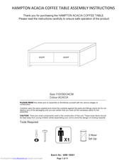 GFW HAMPTON ACACIA COFFEE TABLE Assembly Instructions Manual