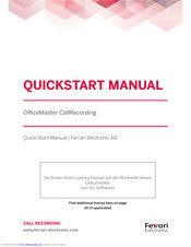 Ferrari electronic OfficeMaster CallRecording USB 4xBRI Quick Start Manual