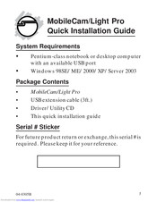 SIIG MobileCam/Light Pro Quick Installation Manual