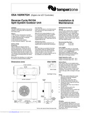 Temperzone OSA 160RKTGH Installation & Maintenance