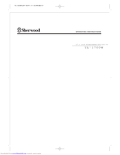 Sherwood TL-1700W Operating Instructions Manual