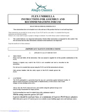 Allegro Classics FLEX UMBRELLA Instructions For Assembly
