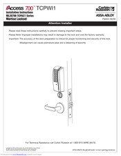 Corbin Russwin Access 700 TCPAC1 Series Installation Instructions Manual