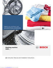 Bosch WAK SERIES Instruction Manual And Installation Instructions