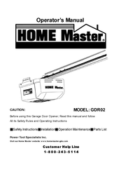 Home Master GDR02 Operator's Manual