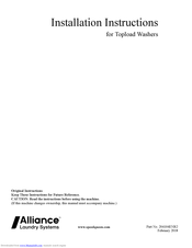 Alliance Laundry Systems TR5000WN Installation Instructions Manual