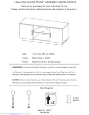 GFW LIMA HIGH GLOSS TV UNIT Assembly Instructions Manual