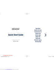 Denon DCD-100 Quick Start Manual
