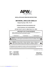 APW Wyott HRS-75 5T Installation And Operating Instructions Manual