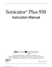 Mettler Electronics Sonicator Plus 930 Instruction Manual
