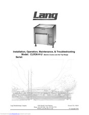 Lang CLR36-H-U Installation, Operation, Maintenance, & Troubleshooting