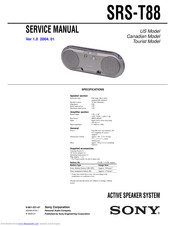 Sony SRS-T88 - Speaker - 4 Watt Service Manual