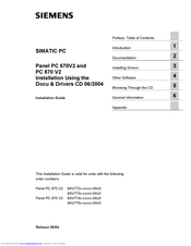 Siemens SIMATIC PC 870 V2 Installation Manual