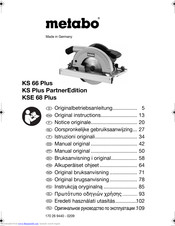 Metabo KS 66 Plus Original Instructions Manual