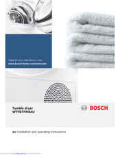Bosch WTY877W0AU Installation And Operating Instructions Manual