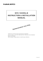 Nakayo NYC-16VDSL-B Instruction & Installation Manual