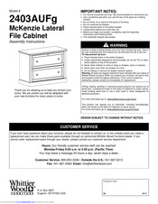 Whittier Wood 2403AUFg Assembly Instructions Manual