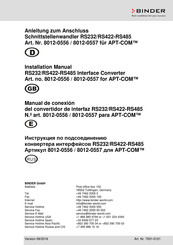 Binder 8012-0556 Installation Manual