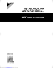 Daikin FXFQ20AVEB Installation And Operation Manual