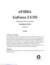 Nvidia GeForce 2 GTS Installation Manual