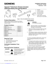 Siemens OpenAir GDE161.1P Installation Instructions Manual
