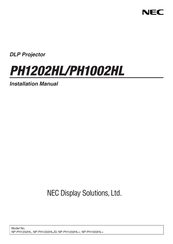 NEC PH1002HL Installation Manual