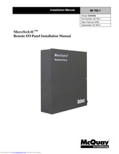McQuay MicroTech II IM 783-1 Installation Manual