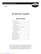 JORDAN CONTROLS AD-7830 Instruction Manuals