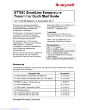 Honeywell STT850 SMARTLINE Quick Start Manual