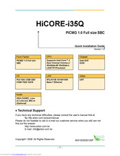 Arbor Technology HiCORE-i35Q Quick Installation Manual