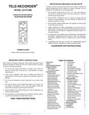 Daval Technologies TELE-RECORDER DVTR-680 Owner's Manual