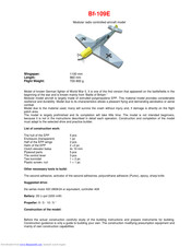 LM Model Bf-109E User Manual