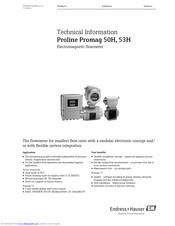 Endress+Hauser Proline Promag 53H Technical Information