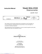 Cross Technologies 2016-1522 Instructions Manual