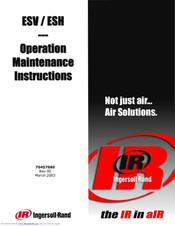 IR Ingersoll Rand ESV Operation And Maintenance Instructions