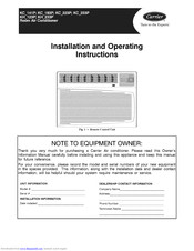 Carrier KC_233P Installation And Operating Instructions Manual
